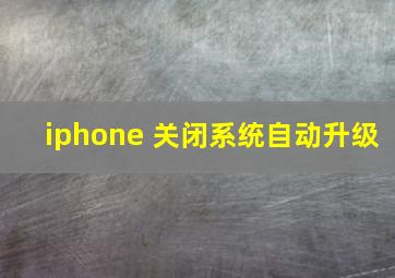 iphone 关闭系统自动升级